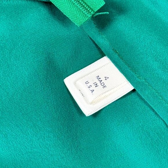 NWT Rebecca Minkoff Silk Dress Sz.4 Kelly Green V-Neck Feminine Coquette Glam - Picture 9 of 11